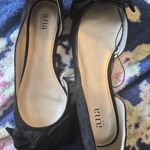 a.n.a Black Suede Women's Flats with Bow